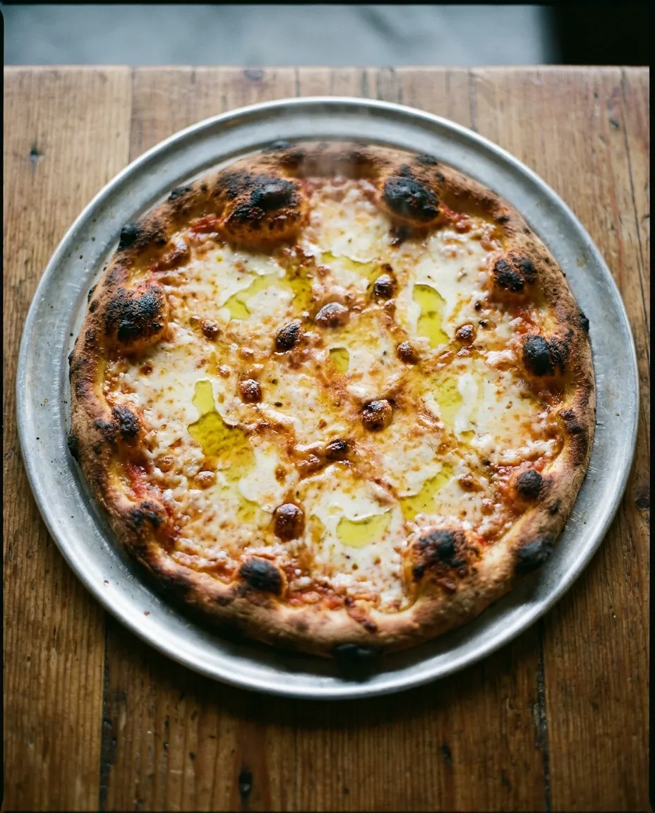 NY style cheese pizza ready for delivery